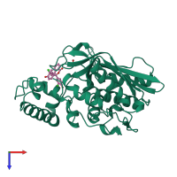 PDB entry 1tsl coloured by chain, top view.
