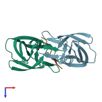 PDB entry 1tsu coloured by chain, top view.