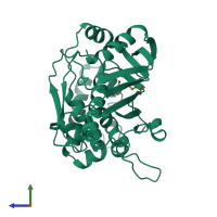 PDB entry 1tsv coloured by chain, side view.
