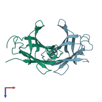PDB entry 1tta coloured by chain, top view.