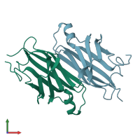 PDB entry 1ttc coloured by chain, front view.