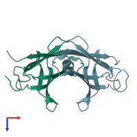 PDB entry 1ttc coloured by chain, top view.