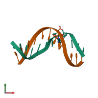 PDB entry 1ttd coloured by chain, front view.