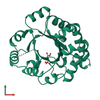 PDB entry 1ttj coloured by chain, front view.