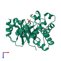 PDB entry 1ttj coloured by chain, top view.