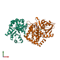 PDB entry 1ttq coloured by chain, front view.