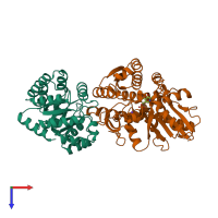 PDB entry 1ttq coloured by chain, top view.