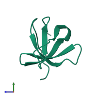 PDB entry 1tuc coloured by chain, side view.