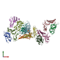 PDB entry 1tue coloured by chain, front view.