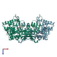 PDB entry 1tuf coloured by chain, top view.