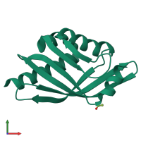 PDB 1tuh coloured by chain and viewed from the front.