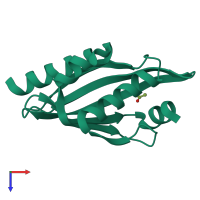 PDB entry 1tuh coloured by chain, top view.