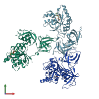 PDB entry 1tui coloured by chain, front view.