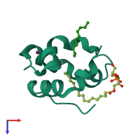 PDB entry 1tuk coloured by chain, top view.