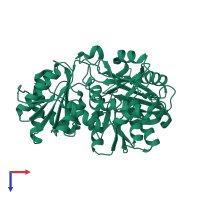 PDB entry 1tuo coloured by chain, top view.