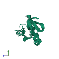 PDB entry 1tur coloured by chain, ensemble of 12 models, side view.