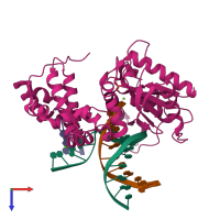 PDB entry 1tva coloured by chain, top view.