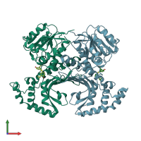 PDB entry 1tve coloured by chain, front view.