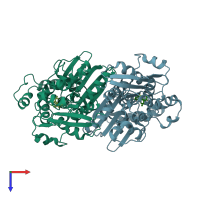 PDB entry 1tve coloured by chain, top view.