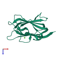 PDB entry 1tvg coloured by chain, top view.