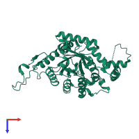 PDB entry 1tvl coloured by chain, top view.