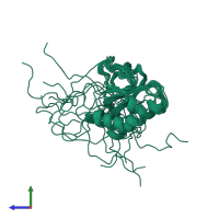 PDB entry 1tvm coloured by chain, ensemble of 20 models, side view.