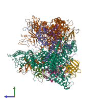 PDB entry 1twc coloured by chain, side view.