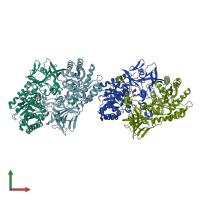 PDB entry 1twi coloured by chain, front view.