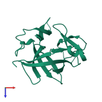 PDB entry 1twm coloured by chain, top view.