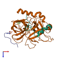 PDB entry 1twx coloured by chain, top view.