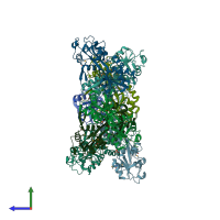 PDB entry 1twy coloured by chain, side view.