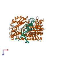 Hetero pentameric assembly 2 of PDB entry 1tx3 coloured by chemically distinct molecules, top view.