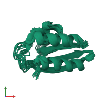 PDB entry 1txe coloured by chain, ensemble of 10 models, front view.