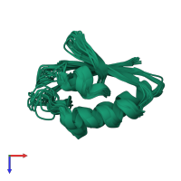 PDB entry 1txe coloured by chain, ensemble of 10 models, top view.