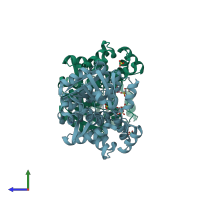 PDB entry 1txg coloured by chain, side view.