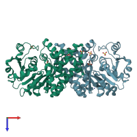 PDB entry 1txg coloured by chain, top view.