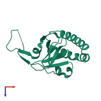 PDB entry 1txj coloured by chain, top view.