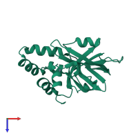 PDB entry 1txl coloured by chain, top view.