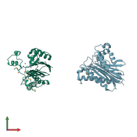 PDB entry 1txo coloured by chain, front view.