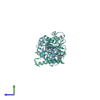 PDB entry 1txo coloured by chain, side view.