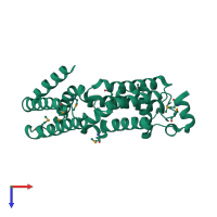PDB entry 1txu coloured by chain, top view.
