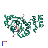 PDB entry 1txz coloured by chain, top view.