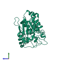 PDB entry 1tyc coloured by chain, side view.