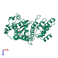 PDB entry 1tyd coloured by chain, top view.