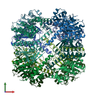 PDB entry 1tyf coloured by chain, front view.