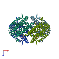 PDB entry 1tyh coloured by chain, top view.