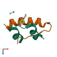 Hetero dimeric assembly 2 of PDB entry 1tym coloured by chemically distinct molecules, top view.