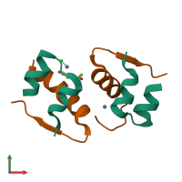 Hetero tetrameric assembly 4 of PDB entry 1tym coloured by chemically distinct molecules, front view.