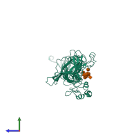 PDB entry 1tyw coloured by chain, side view.