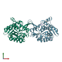 PDB entry 1tyy coloured by chain, front view.